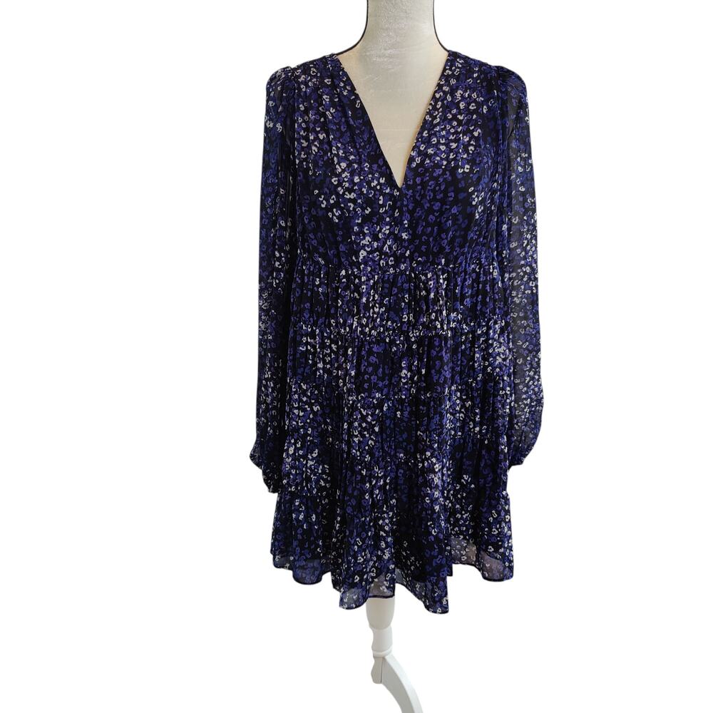 Ted Baker London Women's Trissa Tiered Swing Mini Dress Navy Blue Black Floral